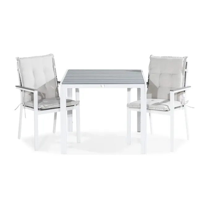 Trädgårdsgrupp Comfort Garden Tunis Matgrupp Utomhus 90x90 + 2 Tunis Stapelstol m Dyna