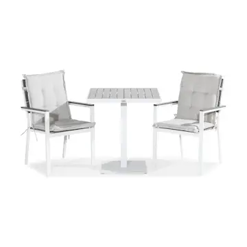 Cafégrupp Comfort Garden Tunis Caféset 70x70 + 2 Tunis Stapelstol m Dyna