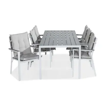 Trädgårdsgrupp Comfort Garden Tunis Matgrupp Utomhus 205x90 + 6 Tunis Stapelstol m Dyna