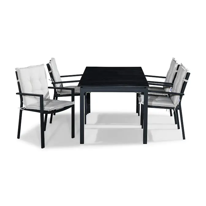 Trädgårdsgrupp Comfort Garden Tunis Matgrupp Utomhus 152-210x90 + 4 Tunis Stapelstol m Dyna