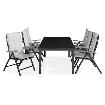 Matgrupp Comfort Garden Tunis 205x90 med 6 Positionsstolar Monaco Lyx och Dyna