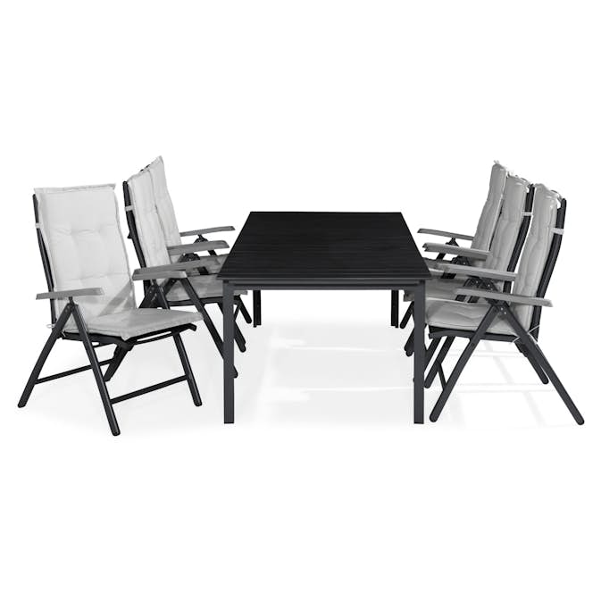 Matgrupp Comfort Garden Tunis 205x90 med 6 Positionsstolar Monaco Lyx och Dyna
