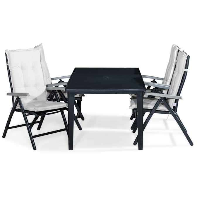Matgrupp Comfort Garden Futura 165 med 4 Positionsstolar Monaco Lyx