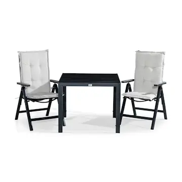 Trädgårdsgrupp Comfort Garden Tunis Matgrupp Utomhus 90x90 + 2 Monaco Positionsstol m Dyna