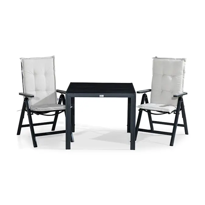Trädgårdsgrupp Comfort Garden Tunis Matgrupp Utomhus 90x90 + 2 Monaco Positionsstol m Dyna