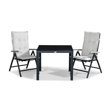 Trädgårdsgrupp Comfort Garden Tunis Matgrupp Utomhus 90x90 + 2 Monaco Lyx Positionsstol m Dyna