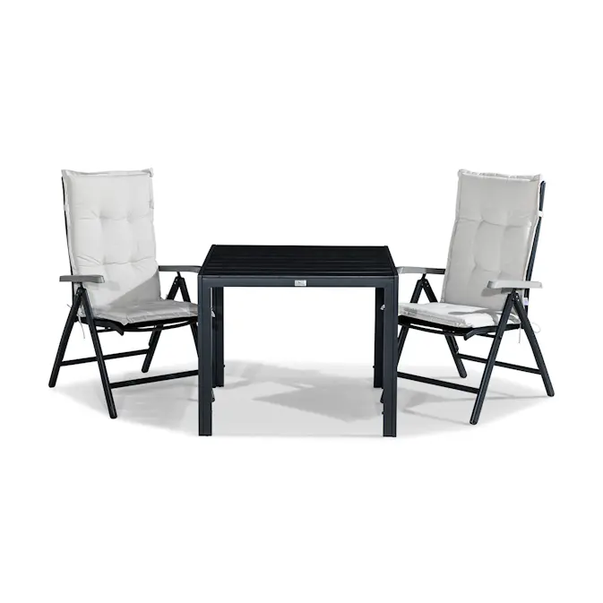 Trädgårdsgrupp Comfort Garden Tunis Matgrupp Utomhus 90x90 + 2 Monaco Lyx Positionsstol m Dyna