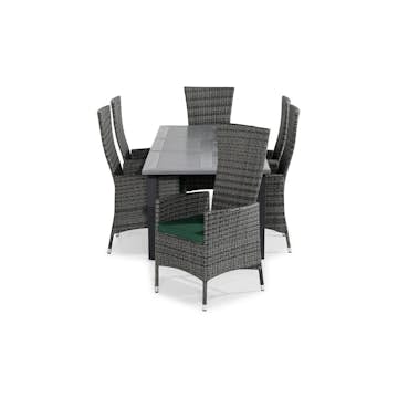 Matgrupp Comfort Garden Monaco Matgrupp Utomhus 152-210x90 med 6 Jenny Fåtölj Ställbar m Dyna