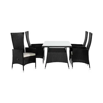 Trädgårdsgrupp Comfort Garden Thor Matgrupp Utomhus 140x90 + 4 Jenny Fåtölj Ställbar m Dyna