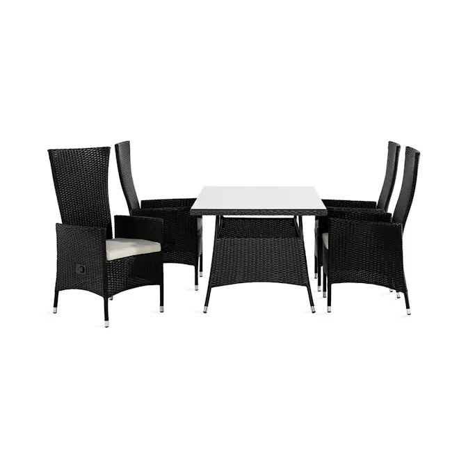 Trädgårdsgrupp Comfort Garden Thor Matgrupp Utomhus 140x90 + 4 Jenny Fåtölj Ställbar m Dyna