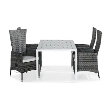 Trädgårdsgrupp Comfort Garden Tunis Matgrupp Utomhus 150x90 + 4 Jenny Fåtölj Ställbar m Dyna