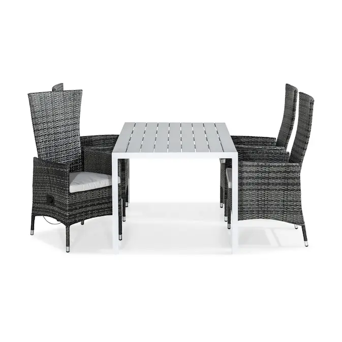 Trädgårdsgrupp Comfort Garden Tunis Matgrupp Utomhus 150x90 + 4 Jenny Fåtölj Ställbar m Dyna