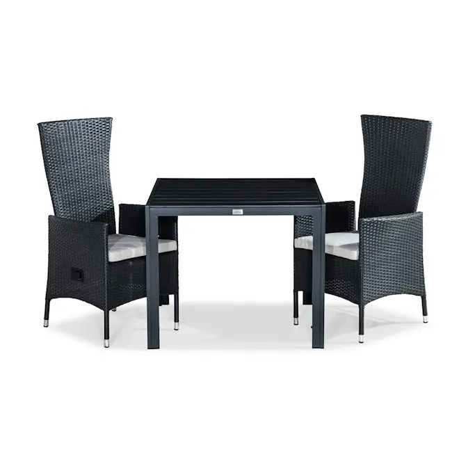 Trädgårdsgrupp Comfort Garden Tunis Matgrupp Utomhus 90x90 + 2 Jenny Fåtölj Ställbar m Dyna