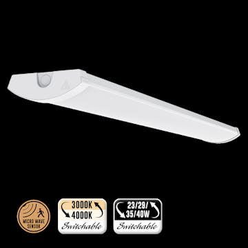 Industriarmatur Designlight IP44 23-40W 3K/4K 1200Sensor