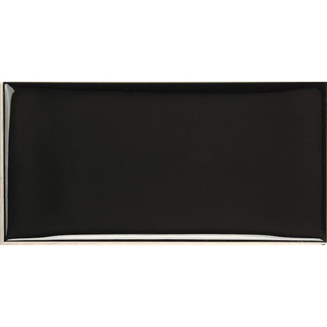 Kakel Konradssons Cotton Black Svart Vågig Glossy Blank 8x15 cm