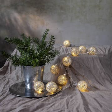 Ljusslinga Star Trading Glitter 10st Glaskulor