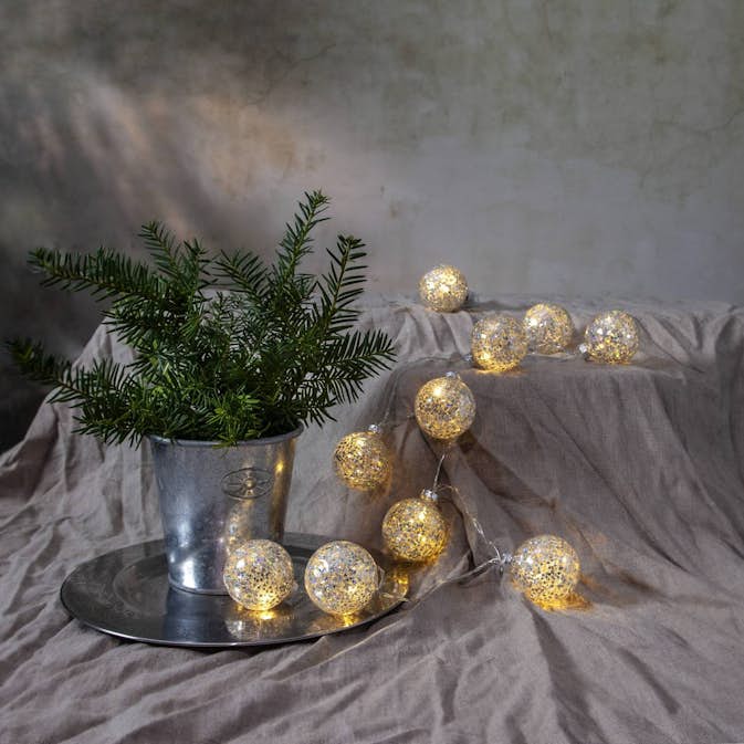 Ljusslinga Star Trading Glitter 10st Glaskulor