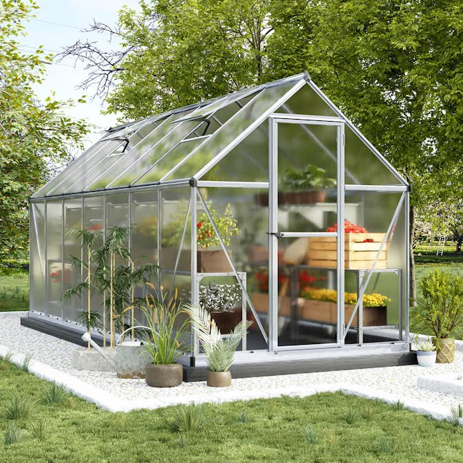 Växthus Canopia by Palram Mythos Aluminiumram med UV-Skyddad Polykarbonat & Ventilationsfönster, 7,9 m²