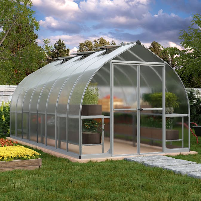 Växthus Canopia by Palram Bella Aluminiumram med UV-Skyddad Polykarbonat & Ventilationsfönster, 11,8 m²