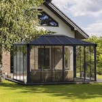 Växthus/Orangeri Canopia by Palram Ledro Aluminiumstomme med UV-Skyddat Glas, Låsbara Dörrar, Grå, 12,7 m²