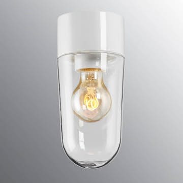 Vägg-/Taklampa Ifö Electric Stallglas Klar IP54 Rak E27