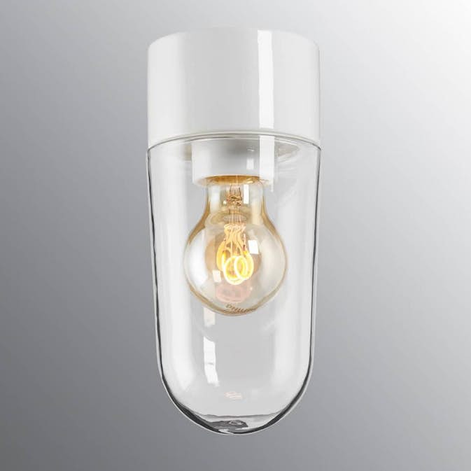 Vägg-/Taklampa Ifö Electric Stallglas Klar IP54 Rak E27