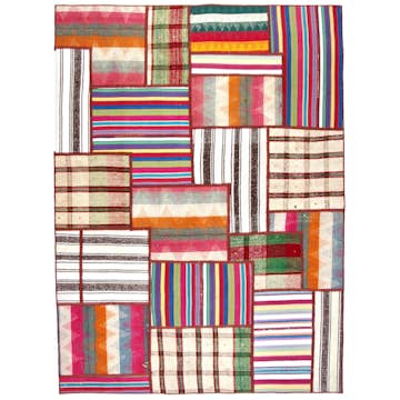 Persisk Patchworkmatta Arkiio Kelim Flerfärgad 152x207
