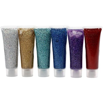 Ansiktsfärg Creativ Company Eulenspiegel Glittergel Mixade Färger 6x18 ml/1 Förp