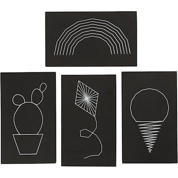 Dekorgummiplatta Creativ Company String Art Plattor Svart Stl 20X12 cm Tjocklek 10 mm 16 St/1 Förp