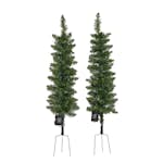 Plastgran Nordic Winter Julgransset med 2 st Granar med LED-Belysning och Jordspett Utomhus