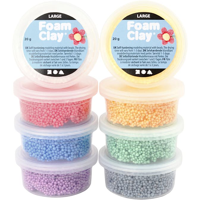 Modelleringsmaterial Creativ Company Foam Clay Large Mixade Färger 8x20 g/1 Förp