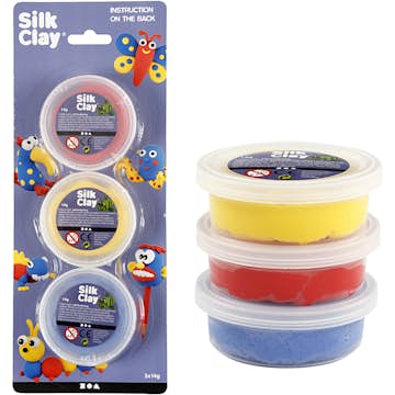 Silk Clay Creativ Company 3x14 g/1 Förp Gul, Röd, Blå