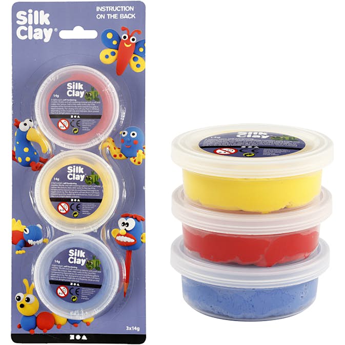 Silk Clay Creativ Company 3x14 g/1 Förp Gul, Röd, Blå