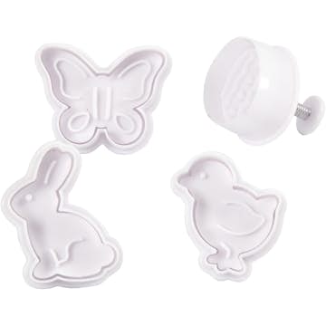 Utsticksform Creativ Company med Prägel Vit Påskägg Hare Kyckling Fjäril 5 cm 4 St/1 Förp