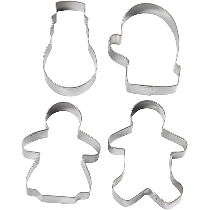 Utsticksform Creativ Company Snögubbe Handske Pepparkaksgumma och Pepparkaksgubbe 8 cm 4 St/1 Förp