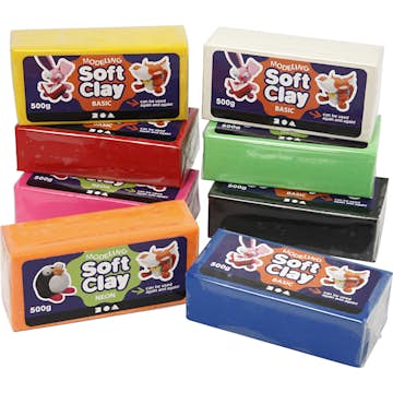 Modellera Creativ Company Soft Clay Stl 13x6x4 cm Mixade Färger 500 g/1 Förp