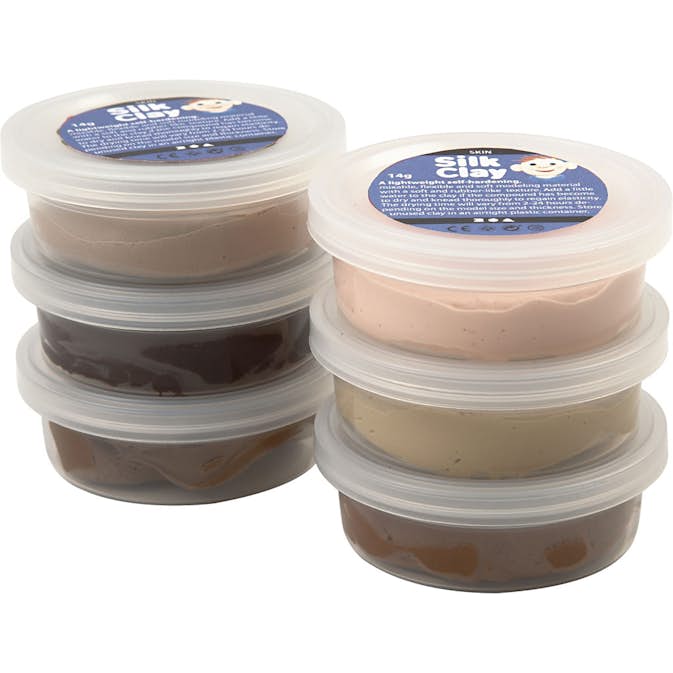 Silk Clay Creativ Company Mixade Färger Skin Colours 6x14 g/1 Förp