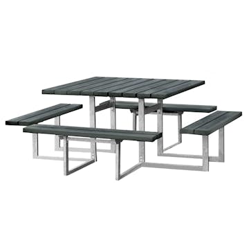 Picknickbord Hortus Nonwood Antracit Galvaniserad Ram 8 Personer
