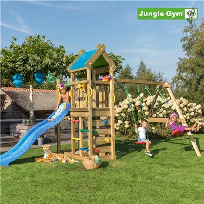 Gungställning Jungle Gym Nomad Med Rutschkana Blå