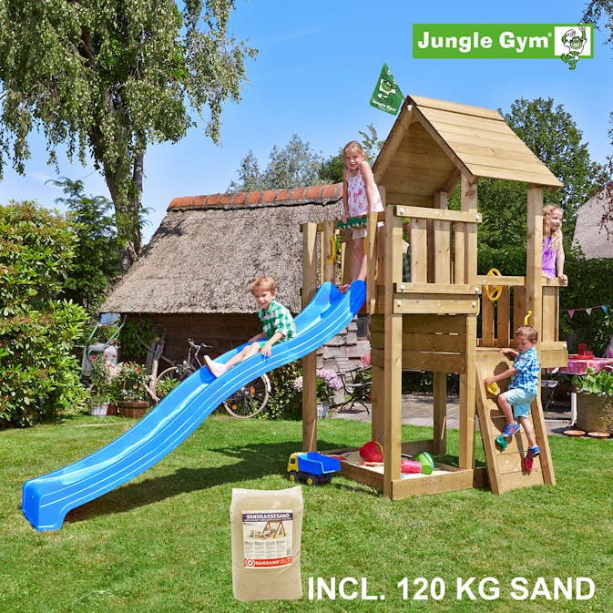 Lektorn Jungle Gym Cubby Komplett Inkl 120 kg Sand och Rutschkana