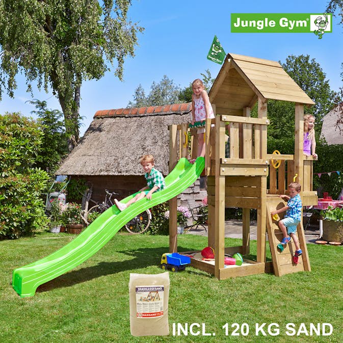 Lektorn Jungle Gym Cubby Komplett Inkl 120 kg Sand och Rutschkana
