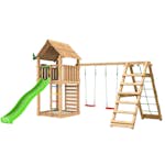 Lektorn Jungle Gym Cabin 2.1 Klättermodul Grön Rutschkana & Sand