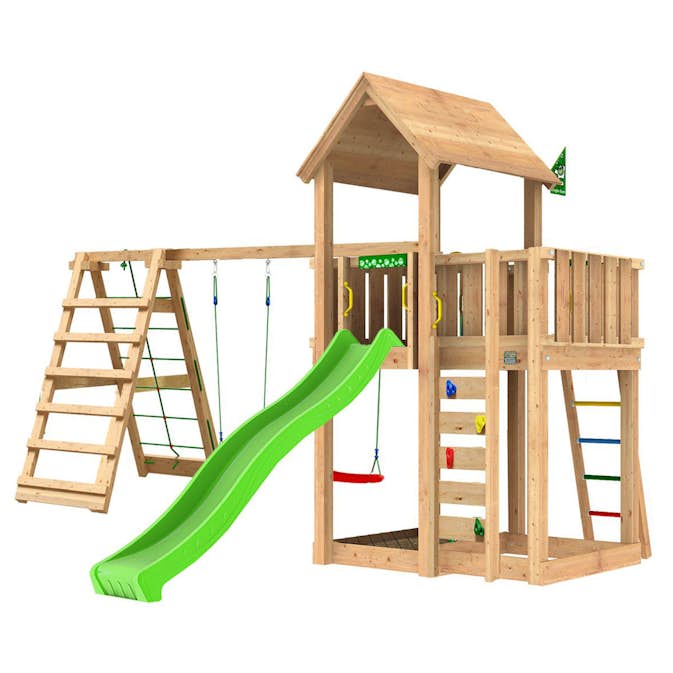 Lektorn Jungle Gym Mansion 2.1 Klättermodul Grön Rutschkana