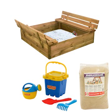 Sandlåda Nordic Play Vipplock och Bänk inkl Sand och Strandset