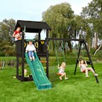 Lektorn Jungle Gym Casa inkl. swing module xtra och rutschkana, grundmålat svart