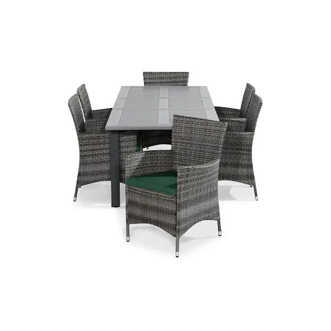 Trädgårdsgrupp Comfort Garden Monaco Förlängningsbar Matgrupp inkl 6 Thor Fåtöljer m Dyna