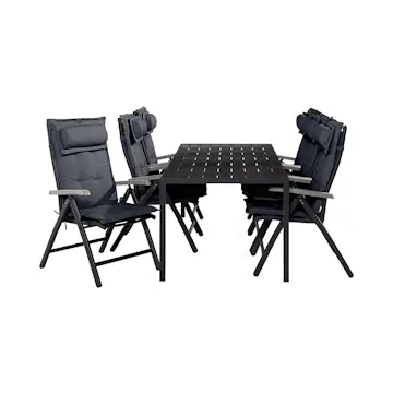 Trädgårdsgrupp Comfort Garden Tunis Matgrupp Utomhus 90x205 + 6 Monaco Positionsstol m Dyna