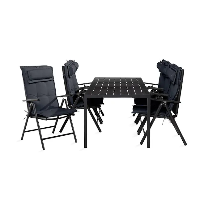 Trädgårdsgrupp deNoord Tunis Matgrupp 90x205 + 6 Maggie Positionsstol m Dyna