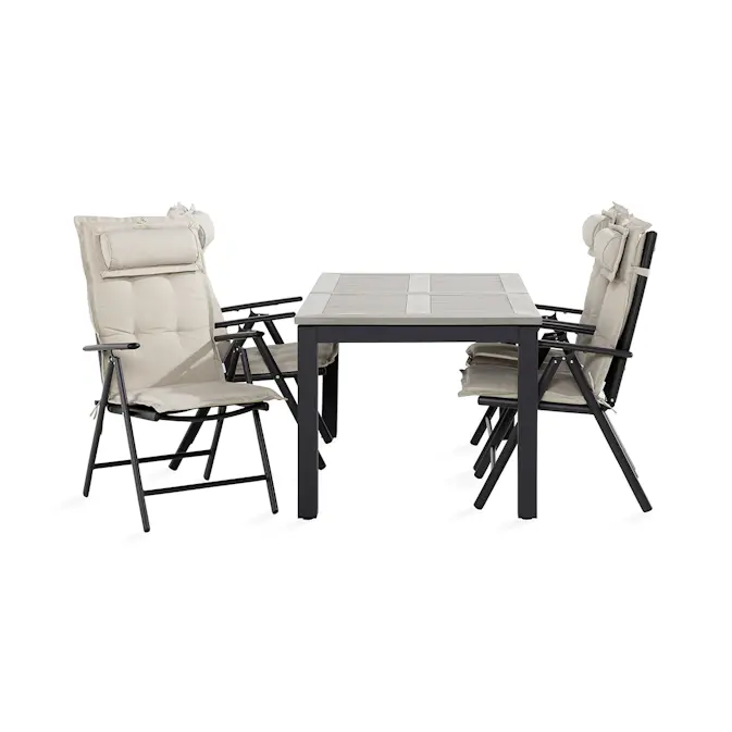 Trädgårdsgrupp Comfort Garden Monaco Matgrupp Utomhus 90x152-210 + 4 Maggie Positionsstol m Dyna