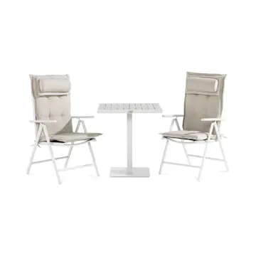 Cafégrupp Comfort Garden Tunis Caféset 70x70 + 2 Maggie Positionsstol m Dyna m Nackku